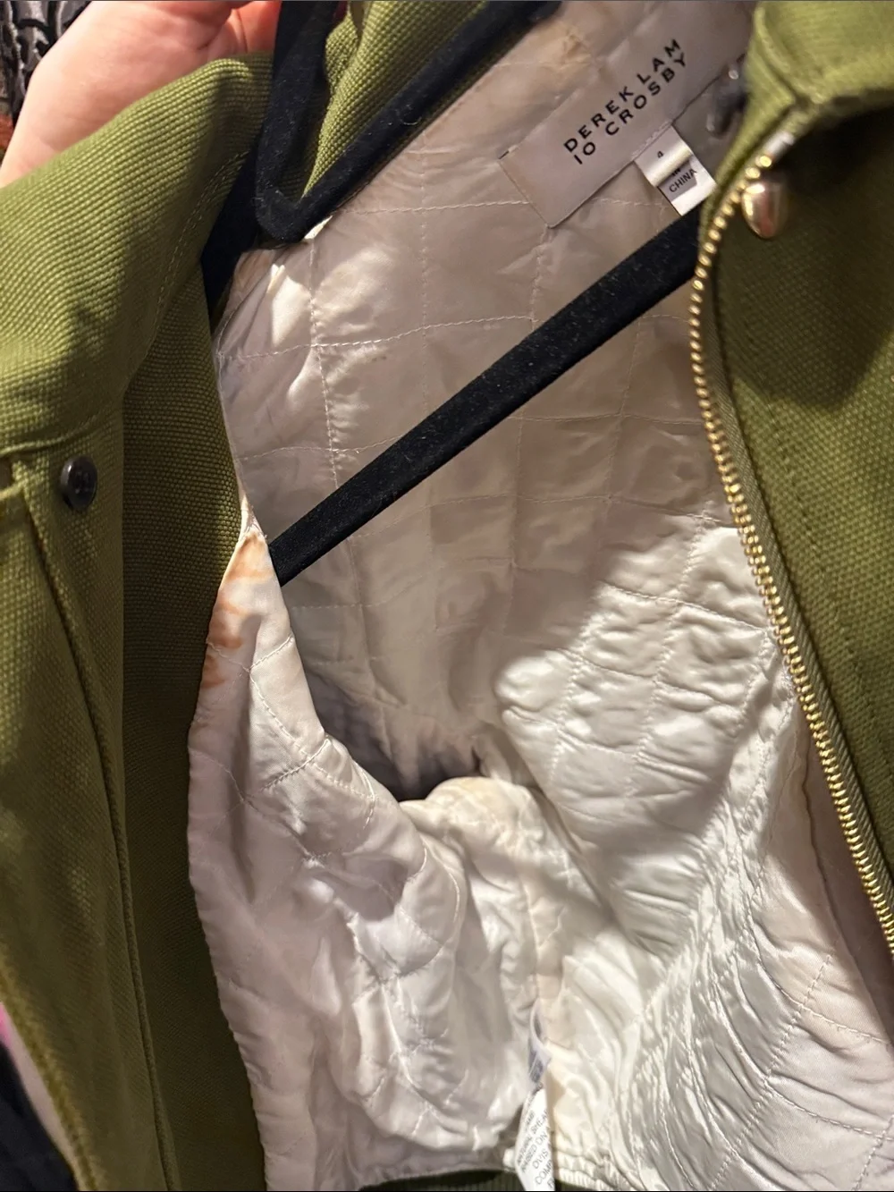10 Crosby Derek Lam Olive Green Quilted Bomber Jacket